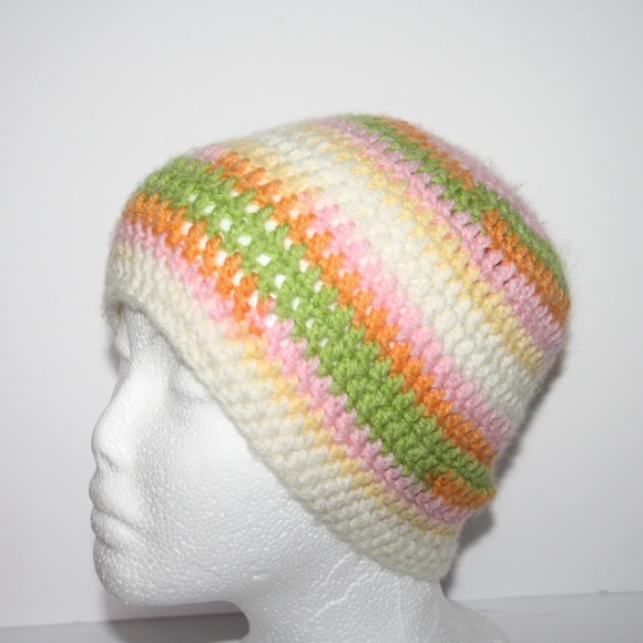 🧡 ORANGE + GREEN CROCHET BEANIE · PRESCHOOL 3–5 Y 💚 - Picture 3 of 5